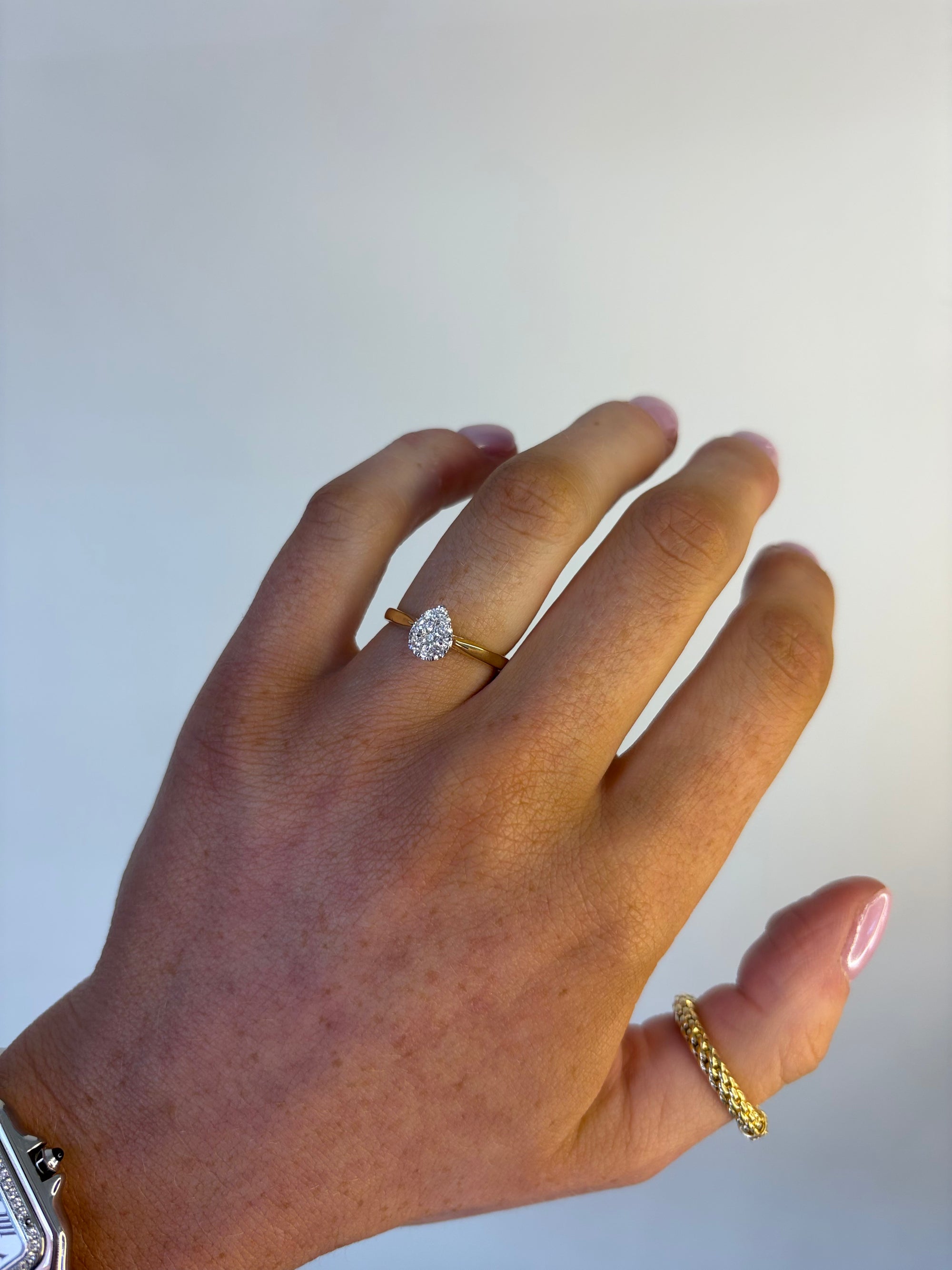 Jess - Yellow Gold Pear Cluster Earth Grown Diamond Ring