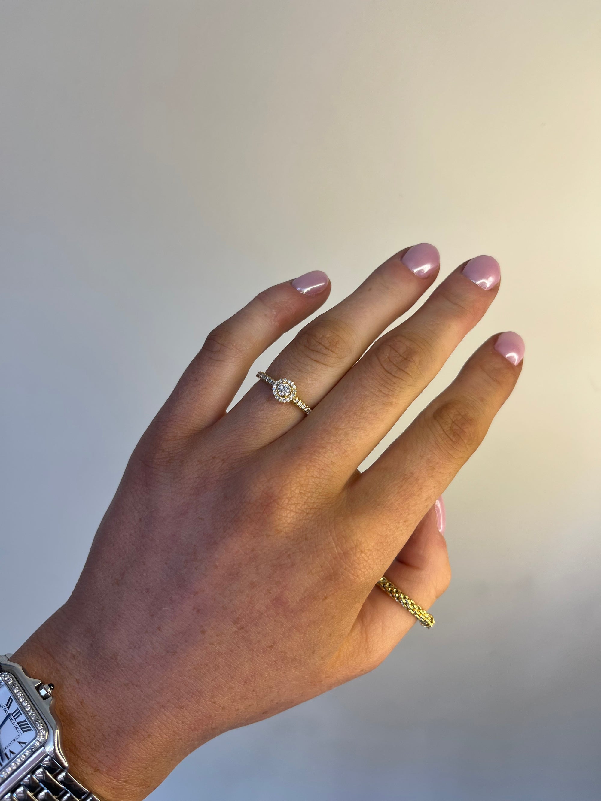 Helena - 18ct Yellow Gold Round Brilliant Halo Earth Grown Diamond Ring
