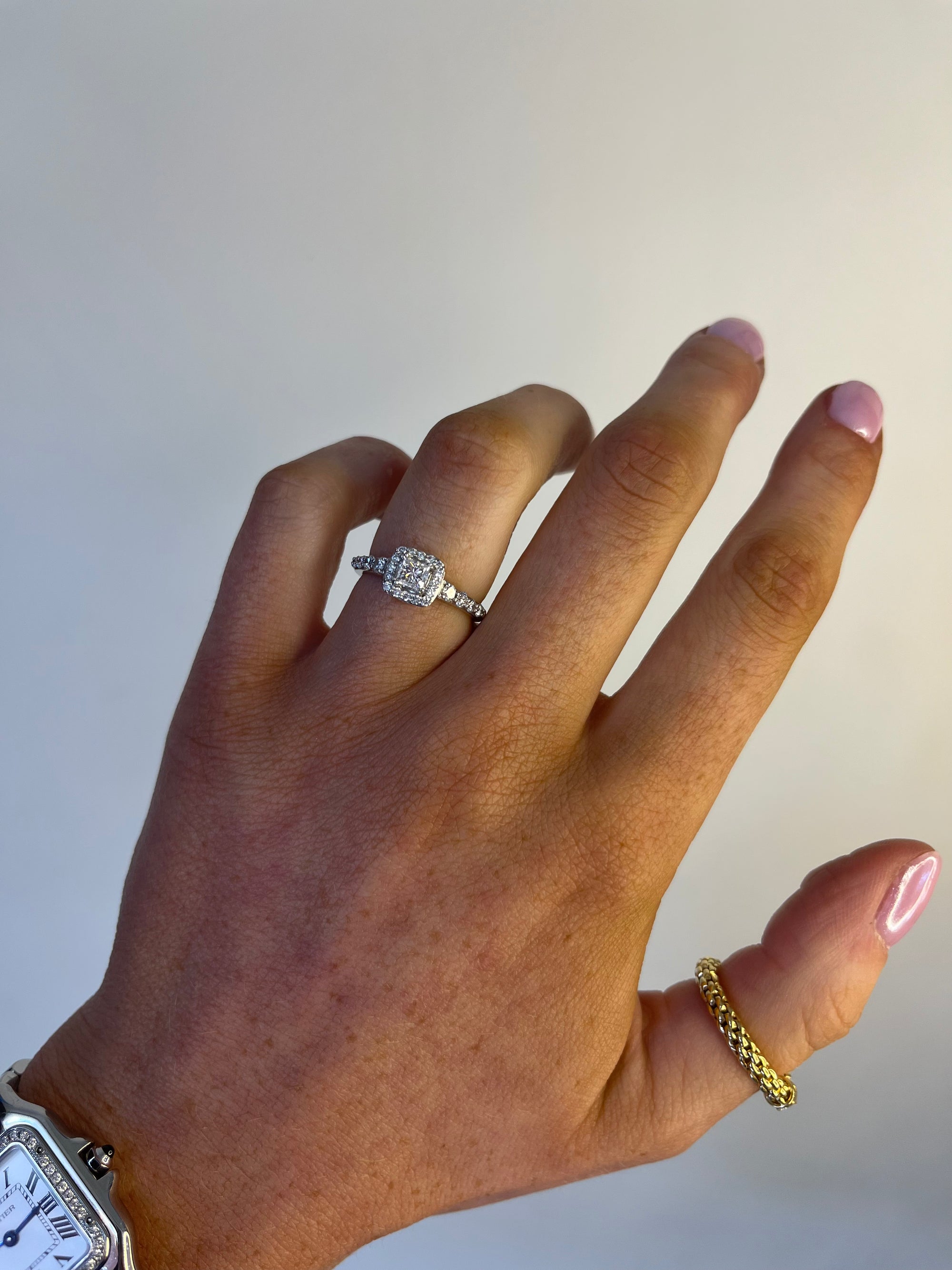 Tilly - 18ct White Gold Princess Cut Halo Earth Grown Diamond Ring