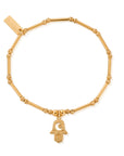 Dainty Moon Cut Sparkle Hamsa Bracelet