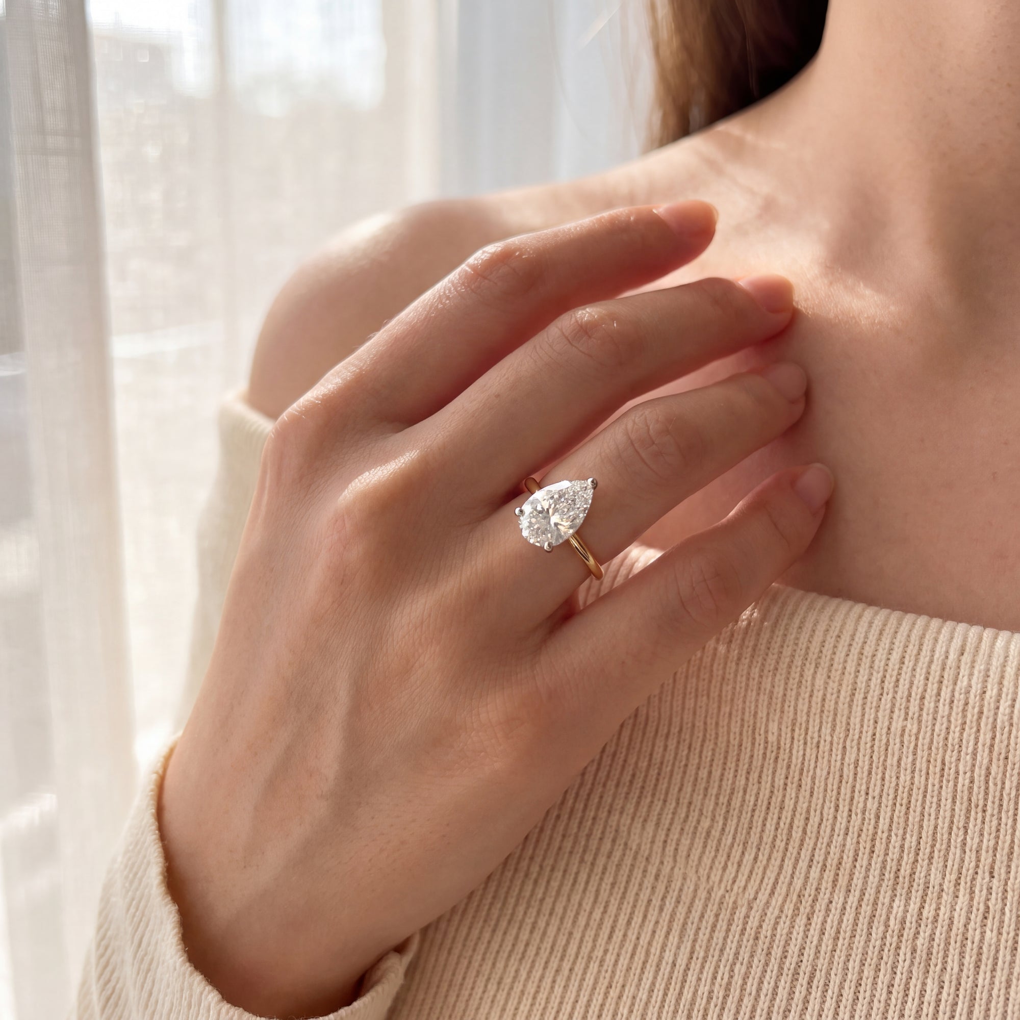 Maria - 18ct Yellow Gold Laboratory Grown Pear Solitaire Ring