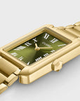 Belisenna Watch Steel, Olive, Gold Colour