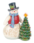 Snowman With Vintage Light-Up Tree Figurine