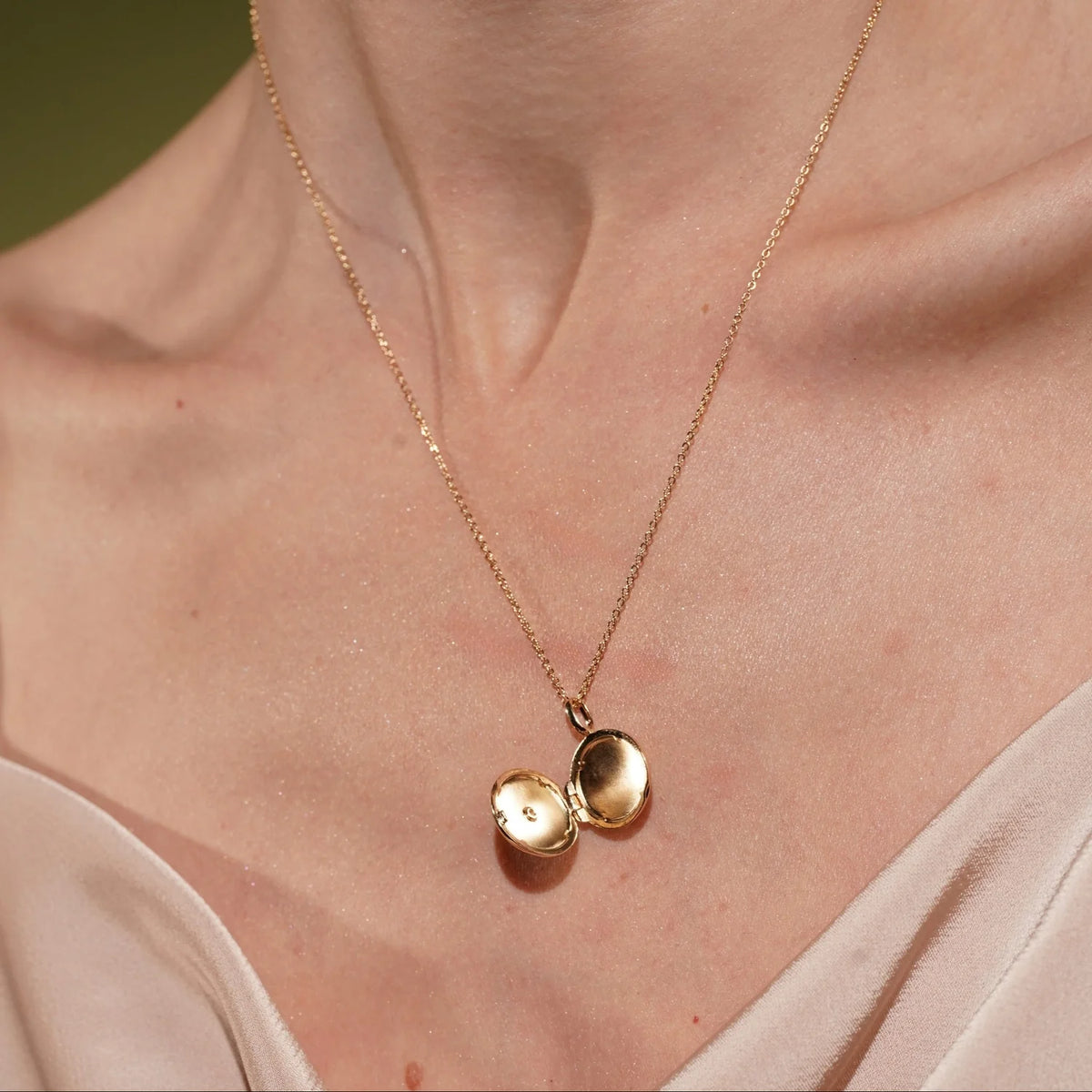 Little Moment Round Locket Necklace with CZ Star