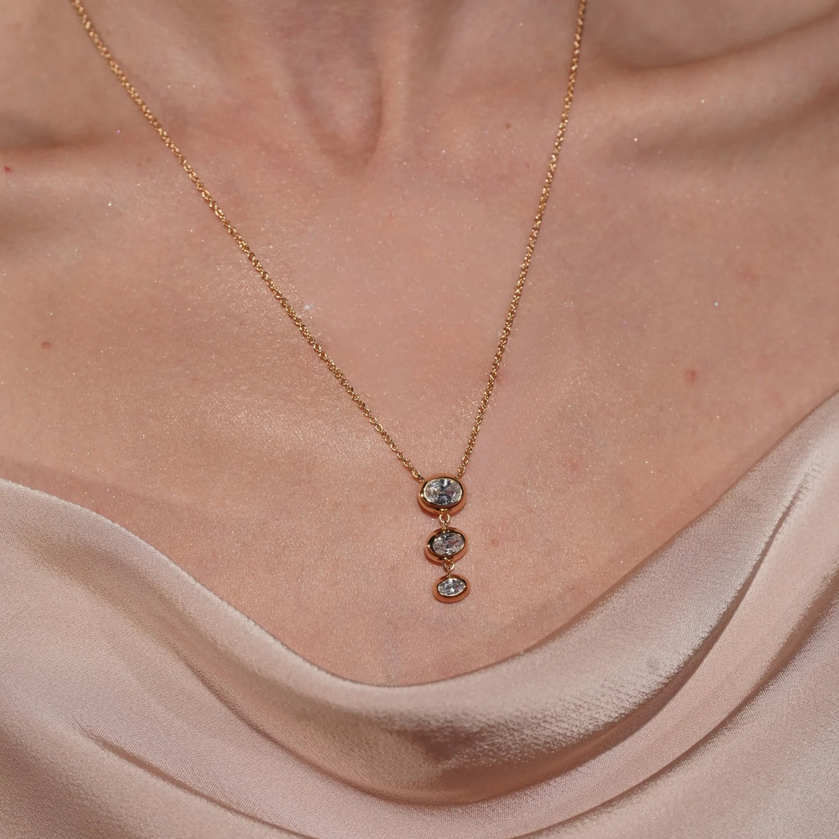 Sense of Balance NecklaceTriple Oval CZ Drop