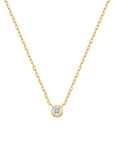 Gold Round Solitaire Cubic Zirconia Necklace