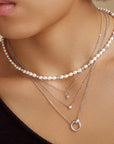 Silver Round Solitaire Cubic Zirconia Necklace