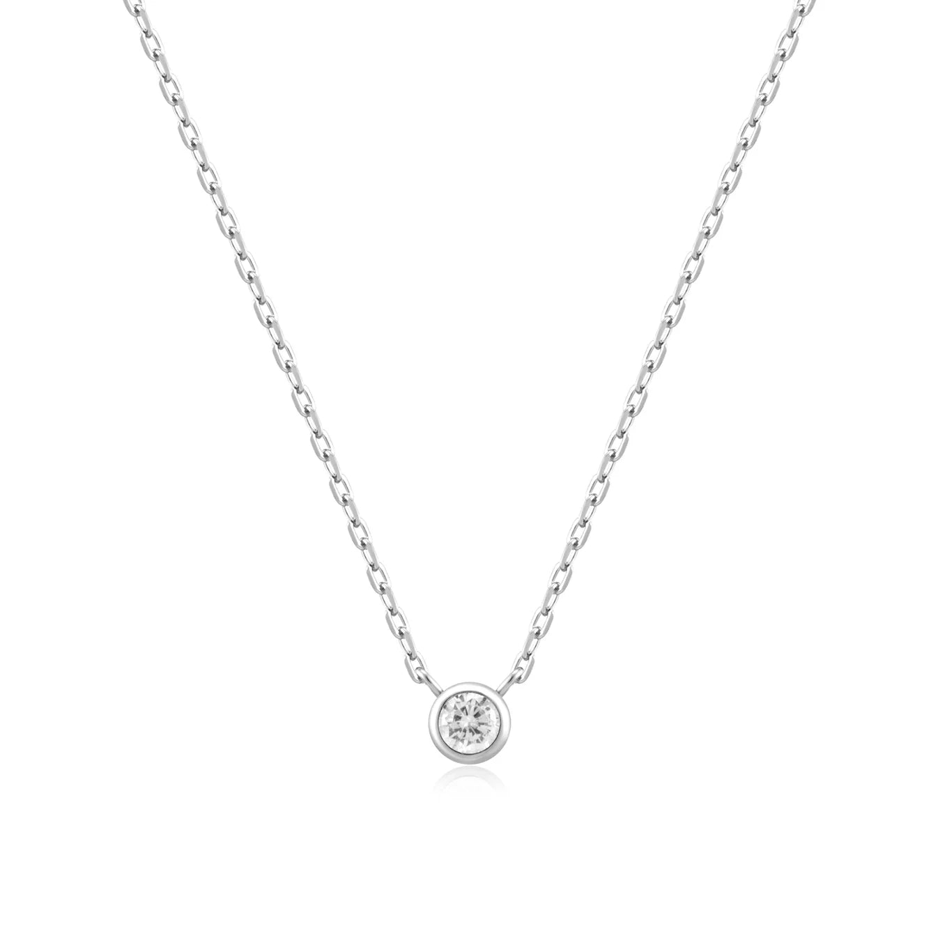 Silver Round Solitaire Cubic Zirconia Necklace