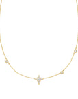 Gold Eight-Pointed Star Cubic Zirconia Station Necklace