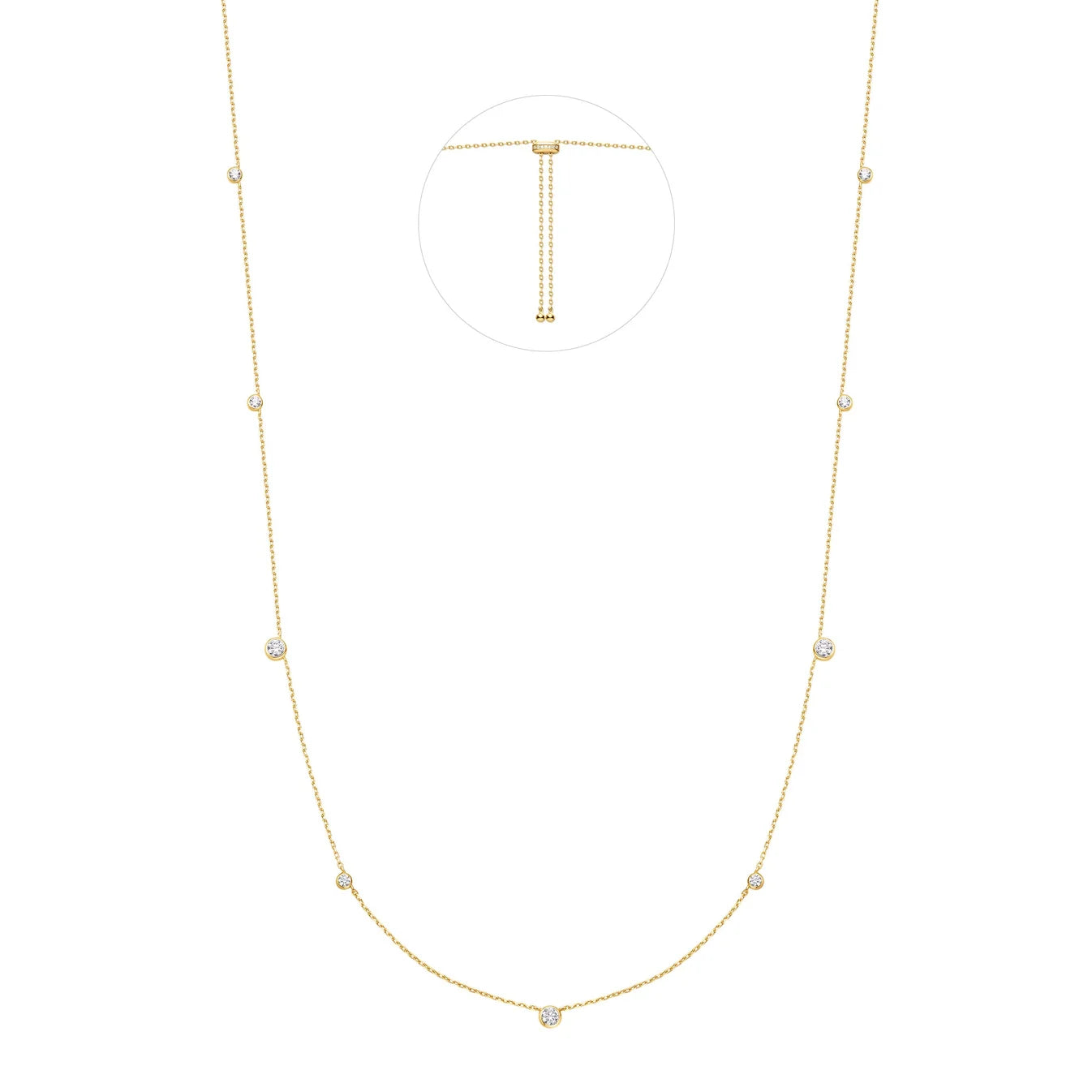 Gold Bezel Cubic Zirconia Station Necklace