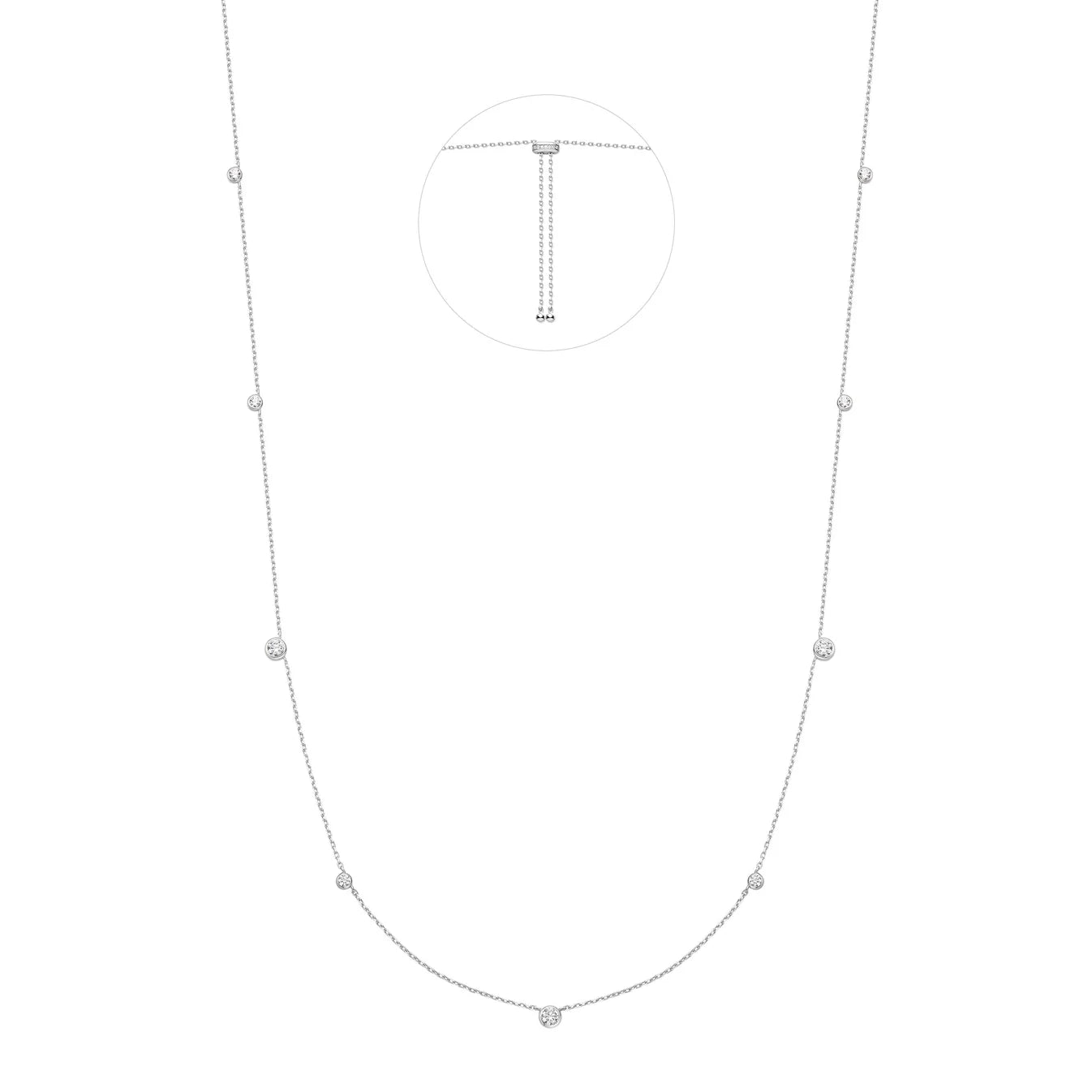 Silver Bezel Cubic Zirconia Station Necklace