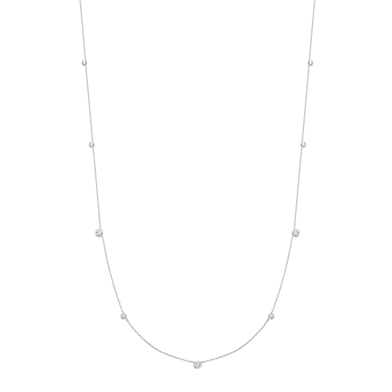 Silver Bezel Cubic Zirconia Station Necklace
