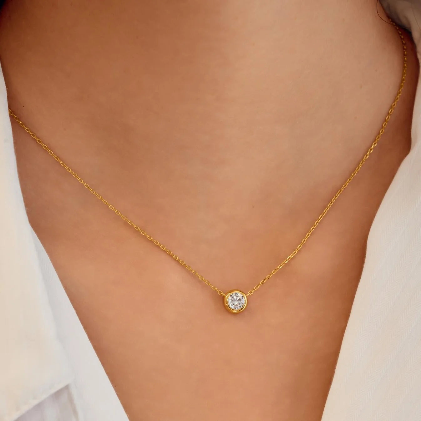Gold Just You Solitaire Necklace