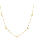 Gold Pavé Puffed Heart Station Necklace