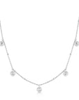 Silver Molten Bezel-Set Droplet Station Necklace