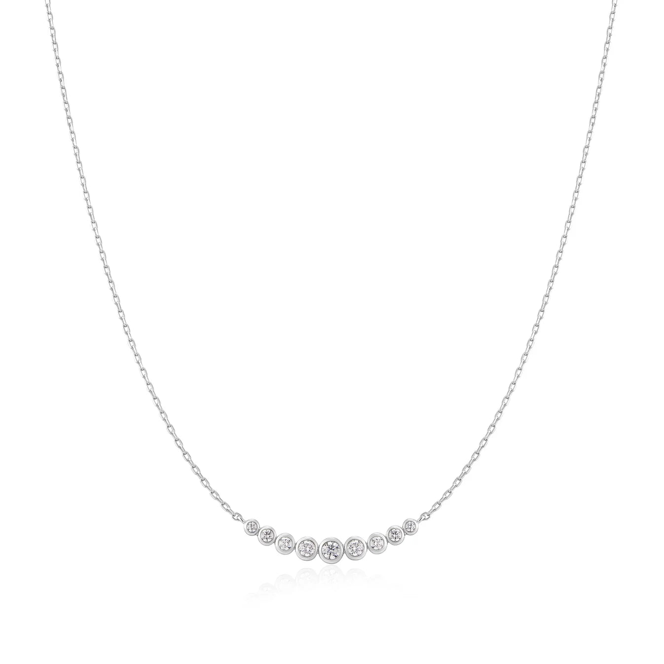 Silver Graduated Bezel-Set Necklace