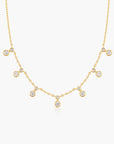 Gold Graduated Bezel Round Drop Station Necklace