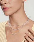 Silver Graduated Pavé Arc Necklace