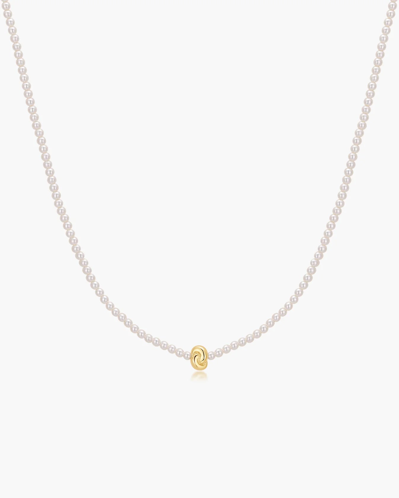 Gold Twist &amp; Glass Pearl Beaded Necklace