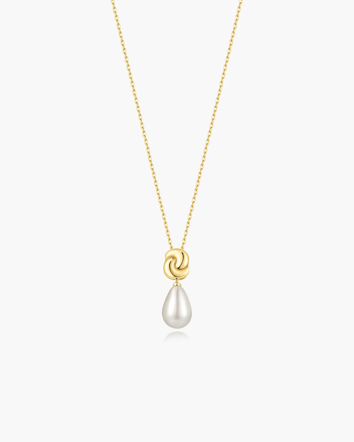 Gold Twist &amp; Shell Pearl Necklace