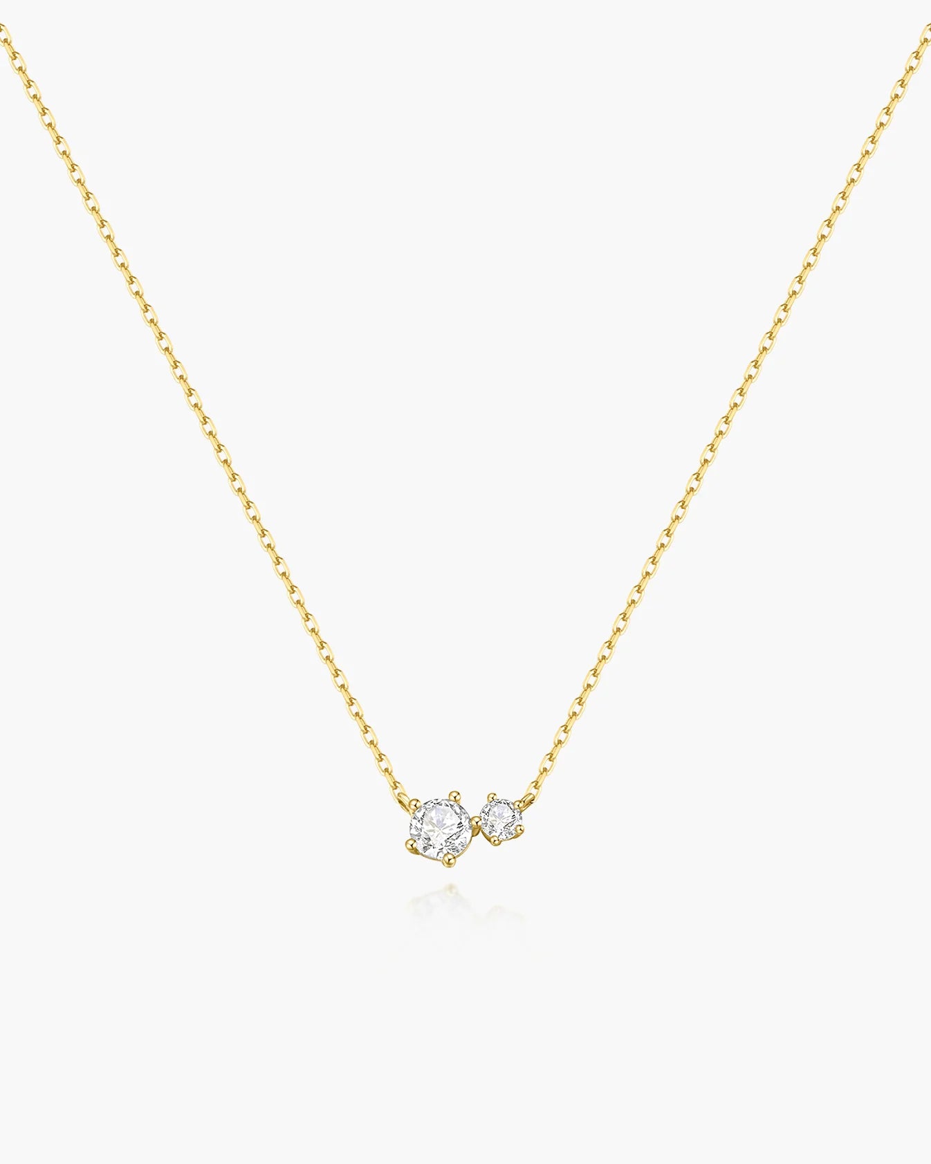 Gold Prong Set Duo Necklace