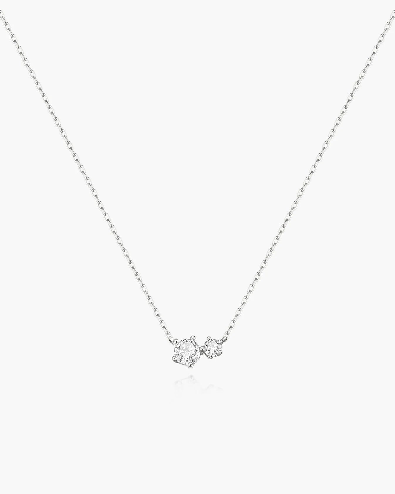 Silver Prong Set Duo Necklace