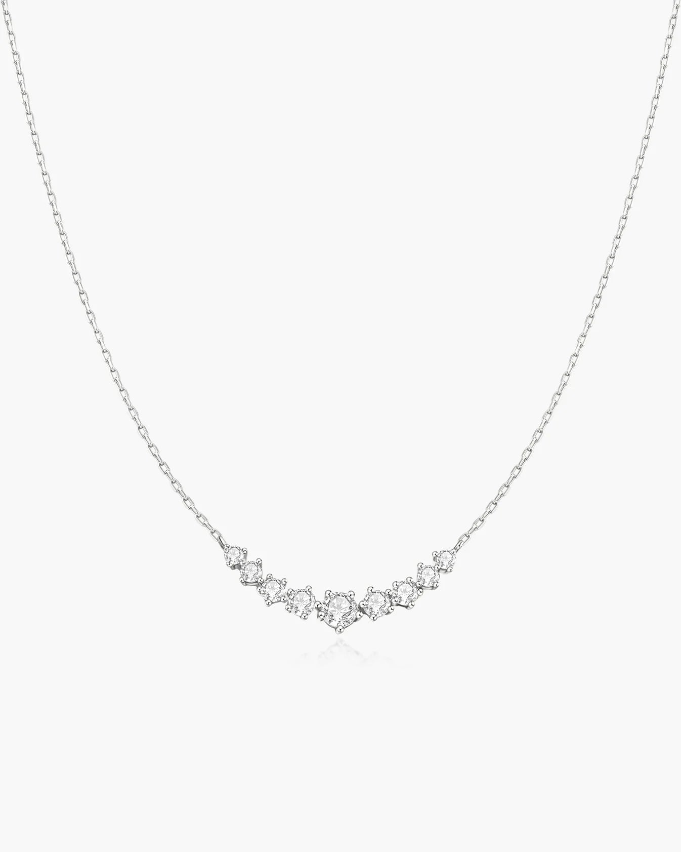 Silver Graduated Pavé Arc Necklace