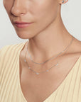 Silver Cluster & Single Station Necklace