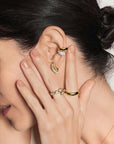 Gold Organic Pebble Spiral Bezel Adjustable Ring