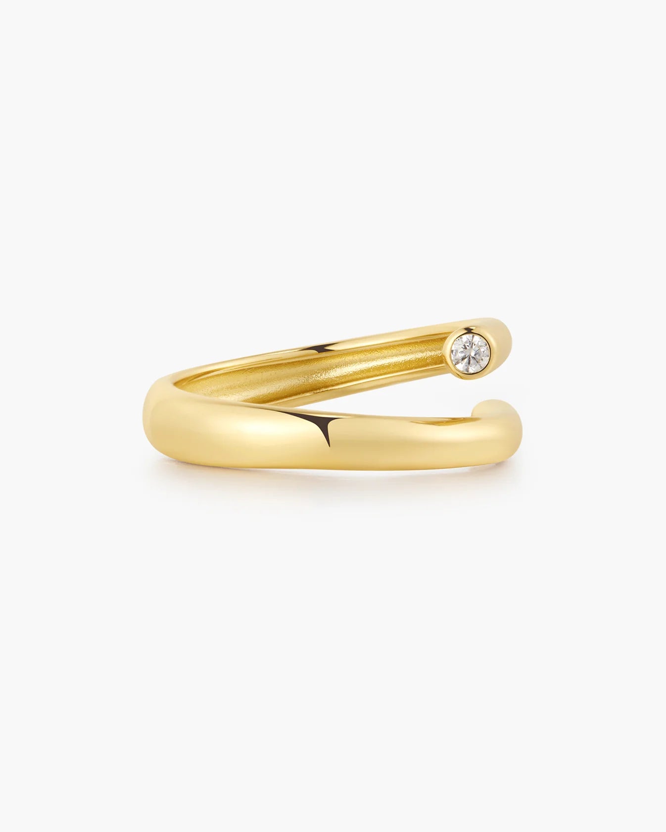 Gold Spiral Bezel-End Adjustable Ring