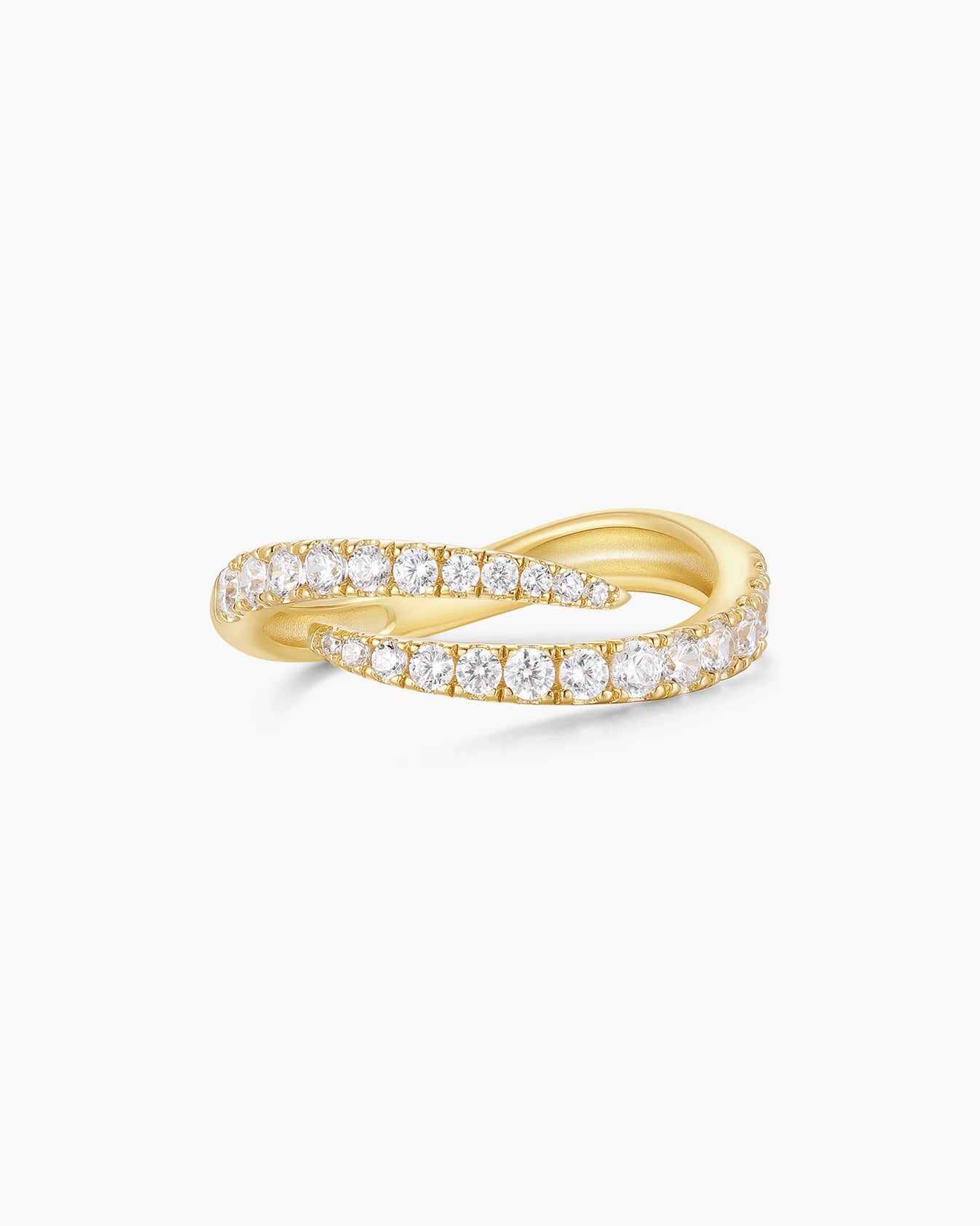 Gold Spiral Pavé Adjustable Ring