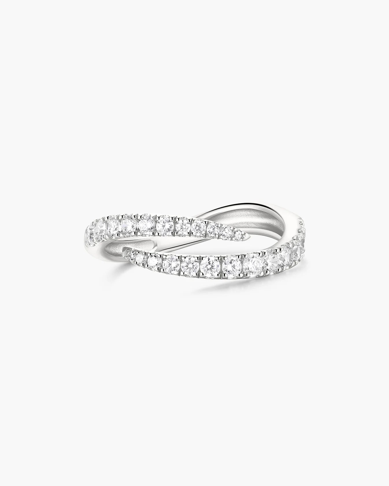 Silver Spiral Pavé Adjustable Ring