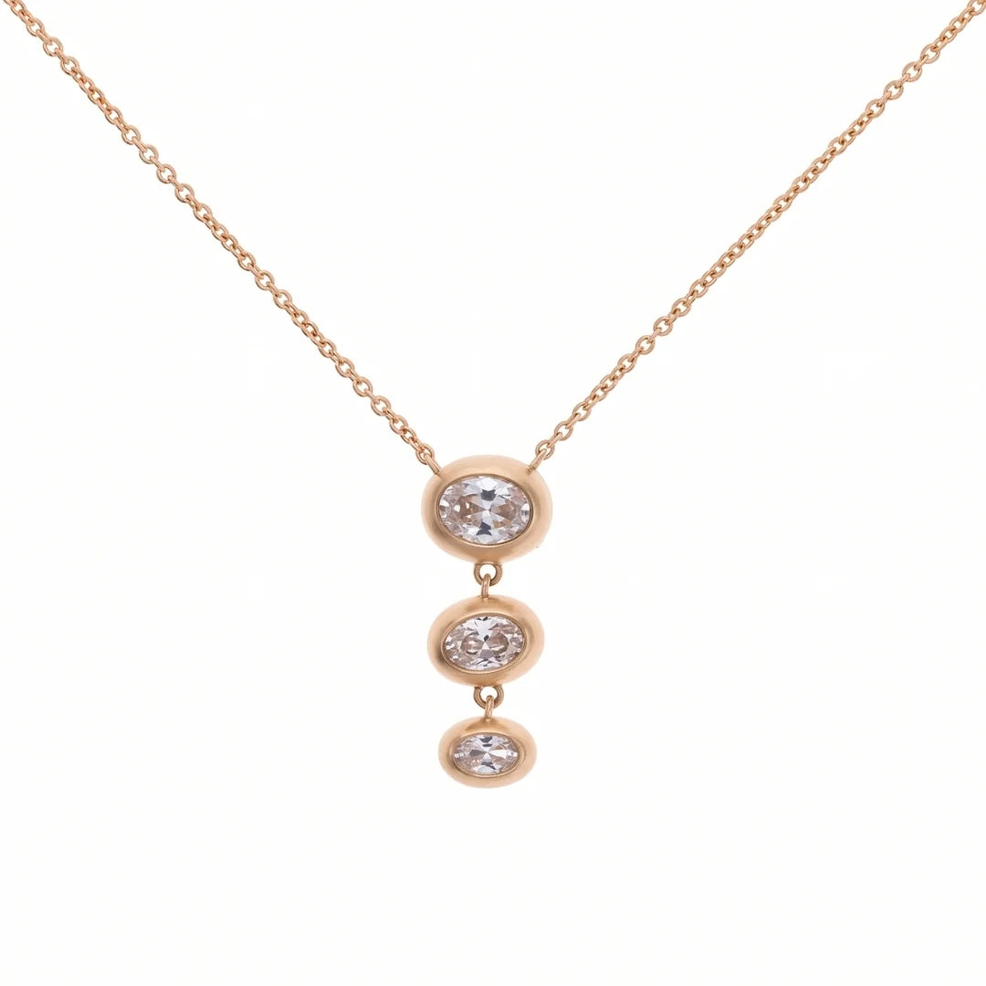Sense of Balance NecklaceTriple Oval CZ Drop