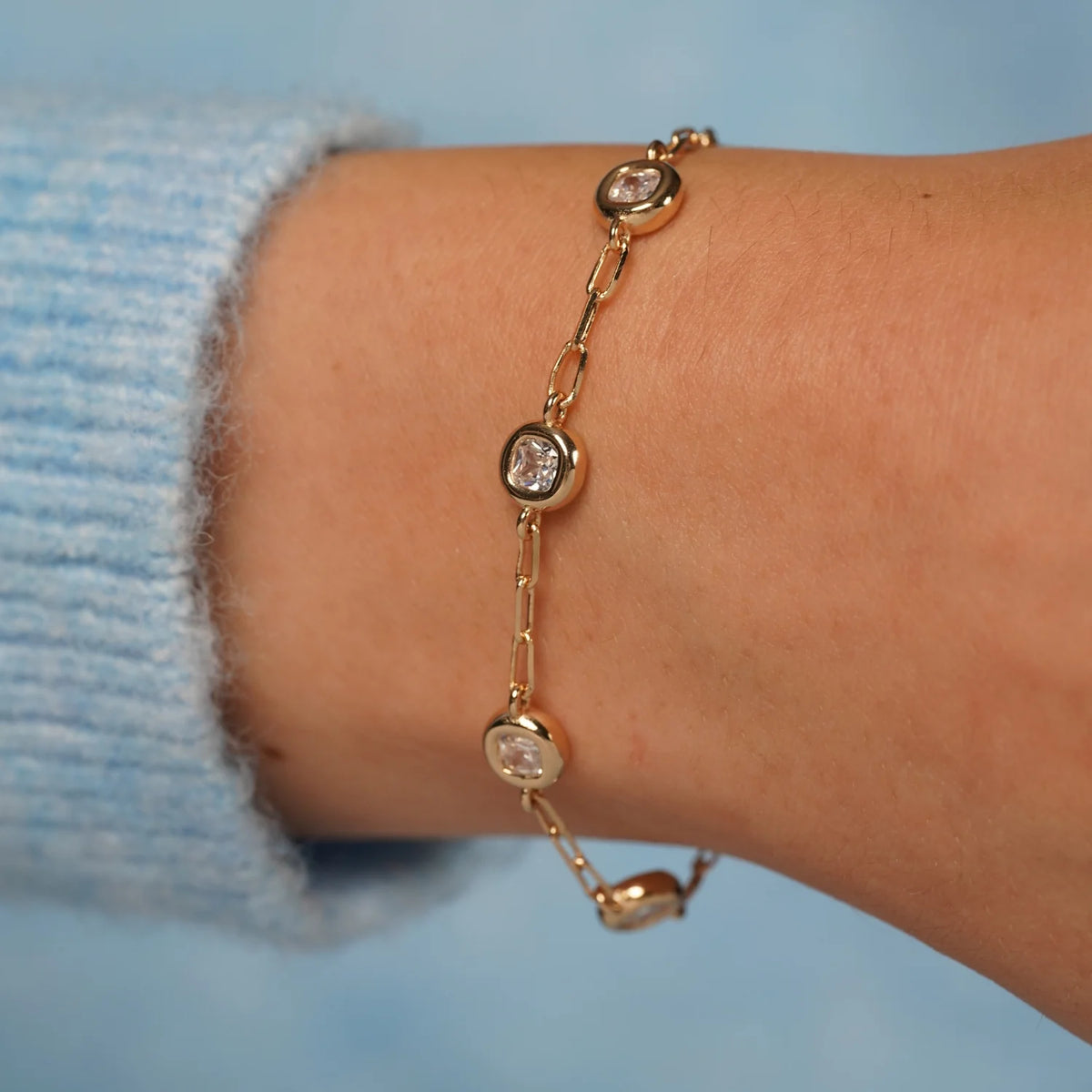 Step Back Bracelet Bezel Set CZ