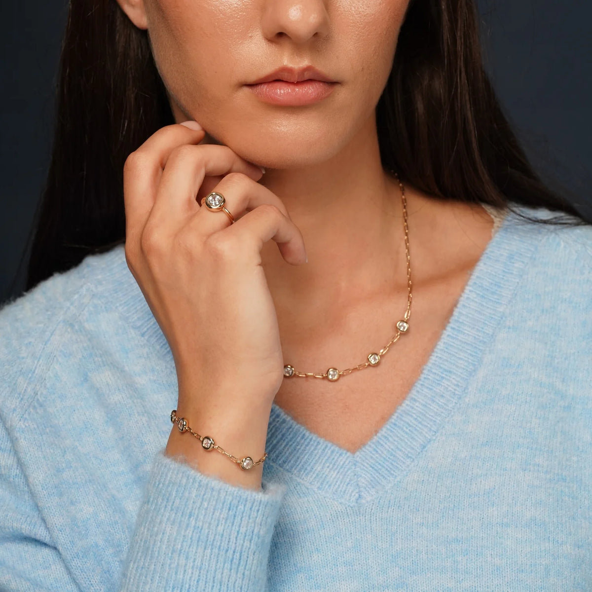 Step Back Necklace Bezel Set CZ Station
