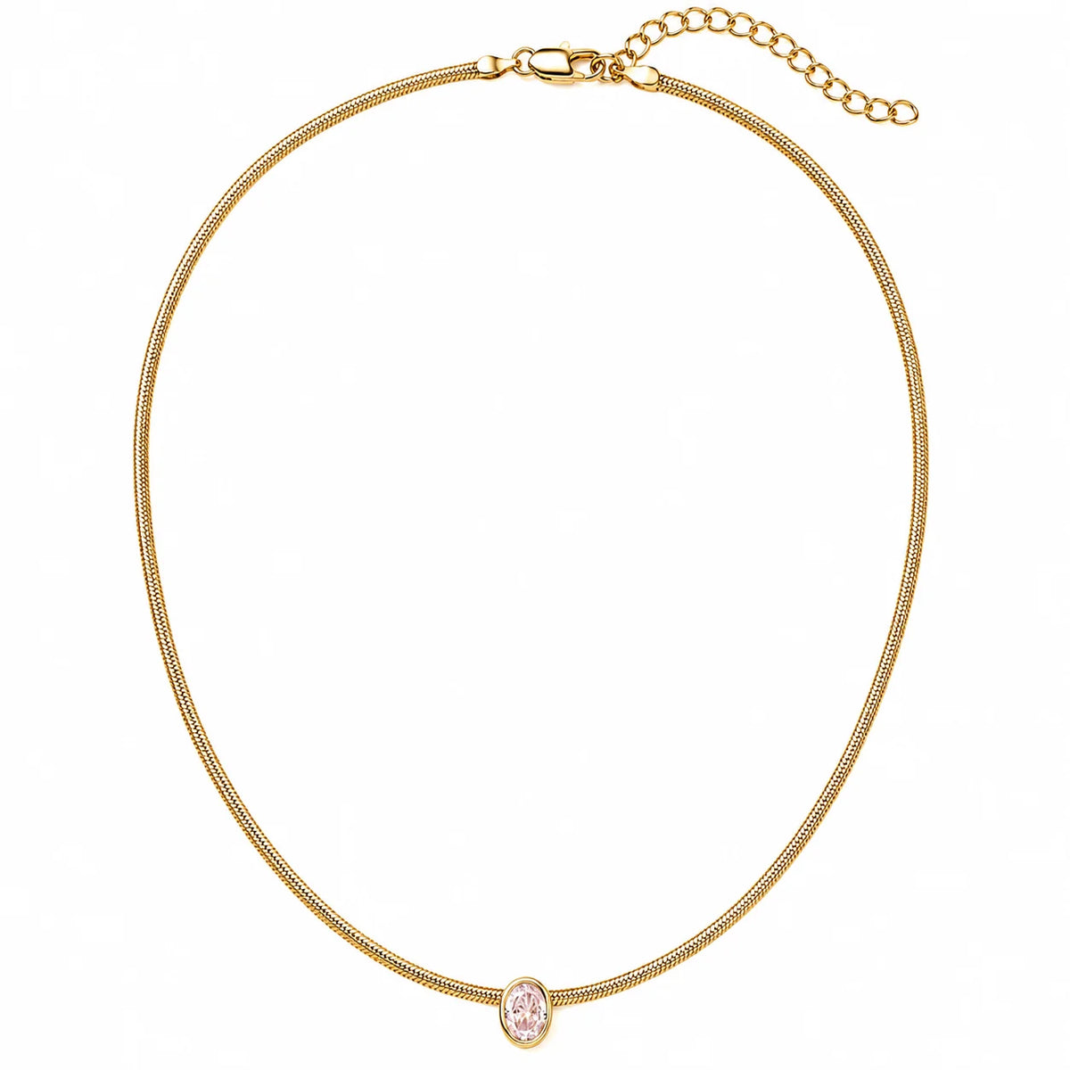 Tranquility Snake Chain Necklace Bezel Set CZ