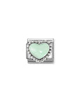 Composable Link, Pastel Green Heart, beaded setting