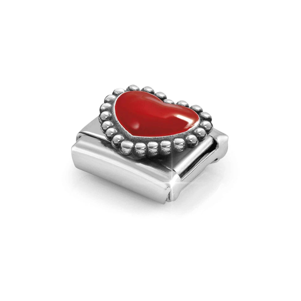 Composable Link, Red Heart, beaded setting