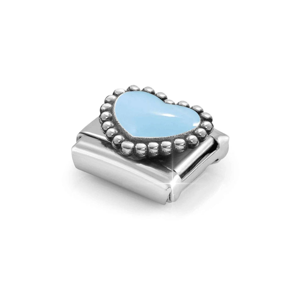 Composable Link, Pastel Blue Heart, beaded setting
