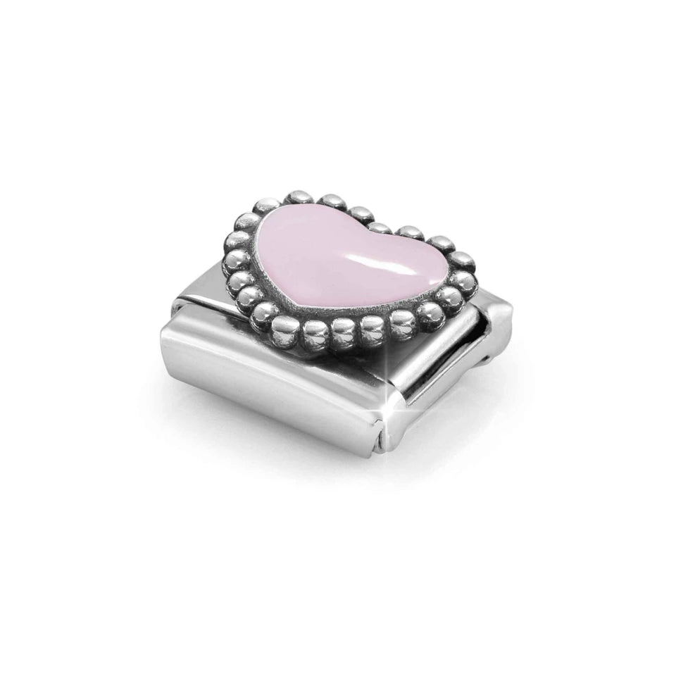 Composable Link, Pastel Pink Heart, Beaded Setting