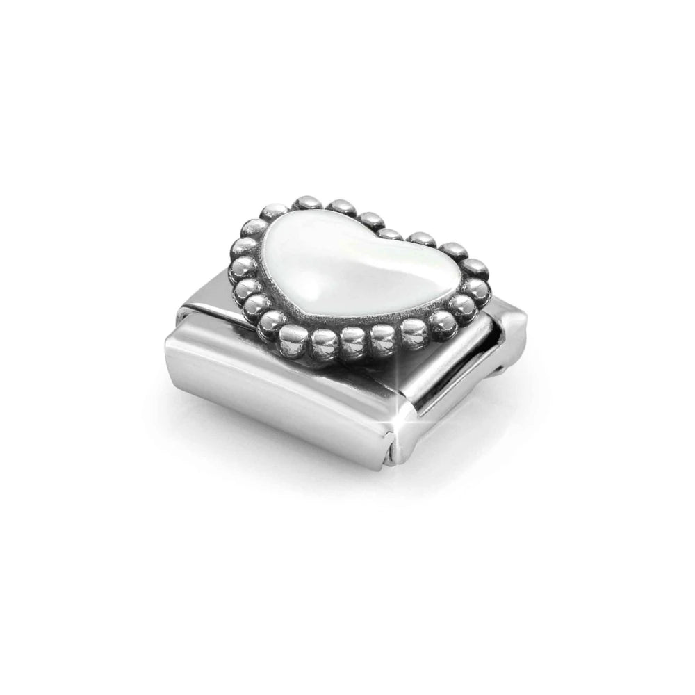 Composable Link, White Heart, beaded setting