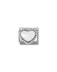 Composable Link, White Heart, beaded setting