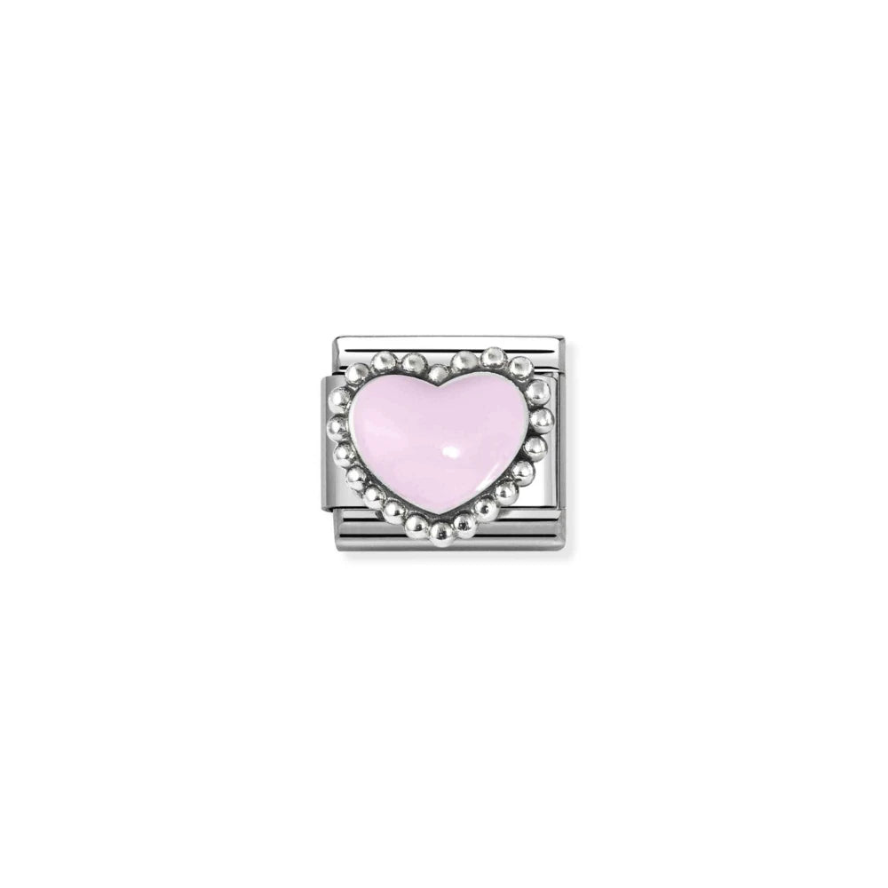 Composable Link, Pastel Pink Heart, Beaded Setting