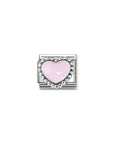 Composable Link, Pastel Pink Heart, Beaded Setting