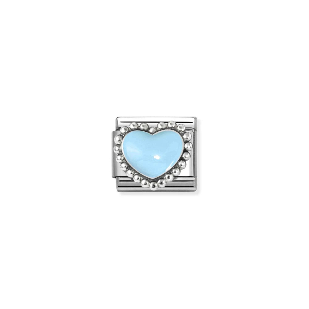 Composable Link, Pastel Blue Heart, beaded setting
