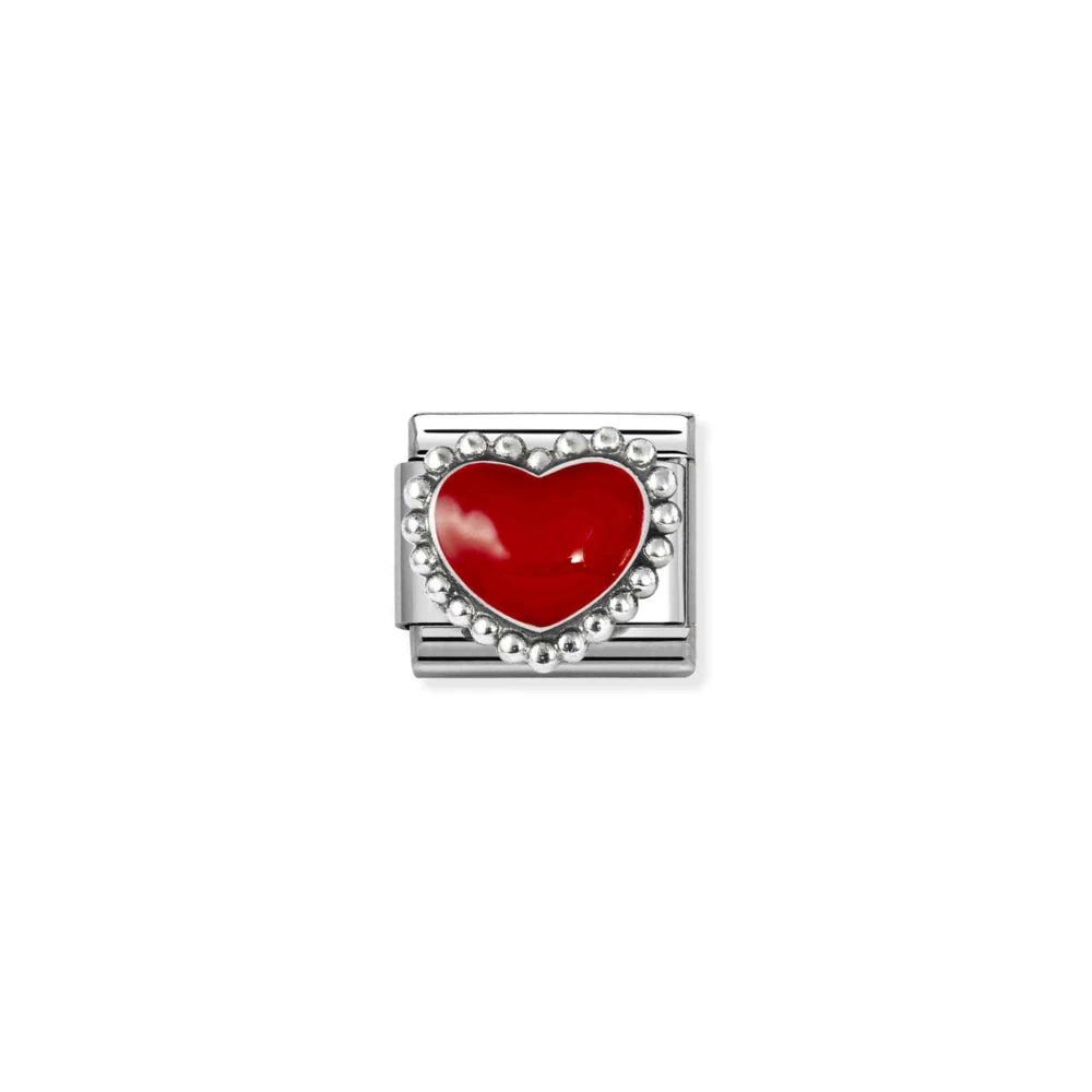 Composable Link, Red Heart, beaded setting