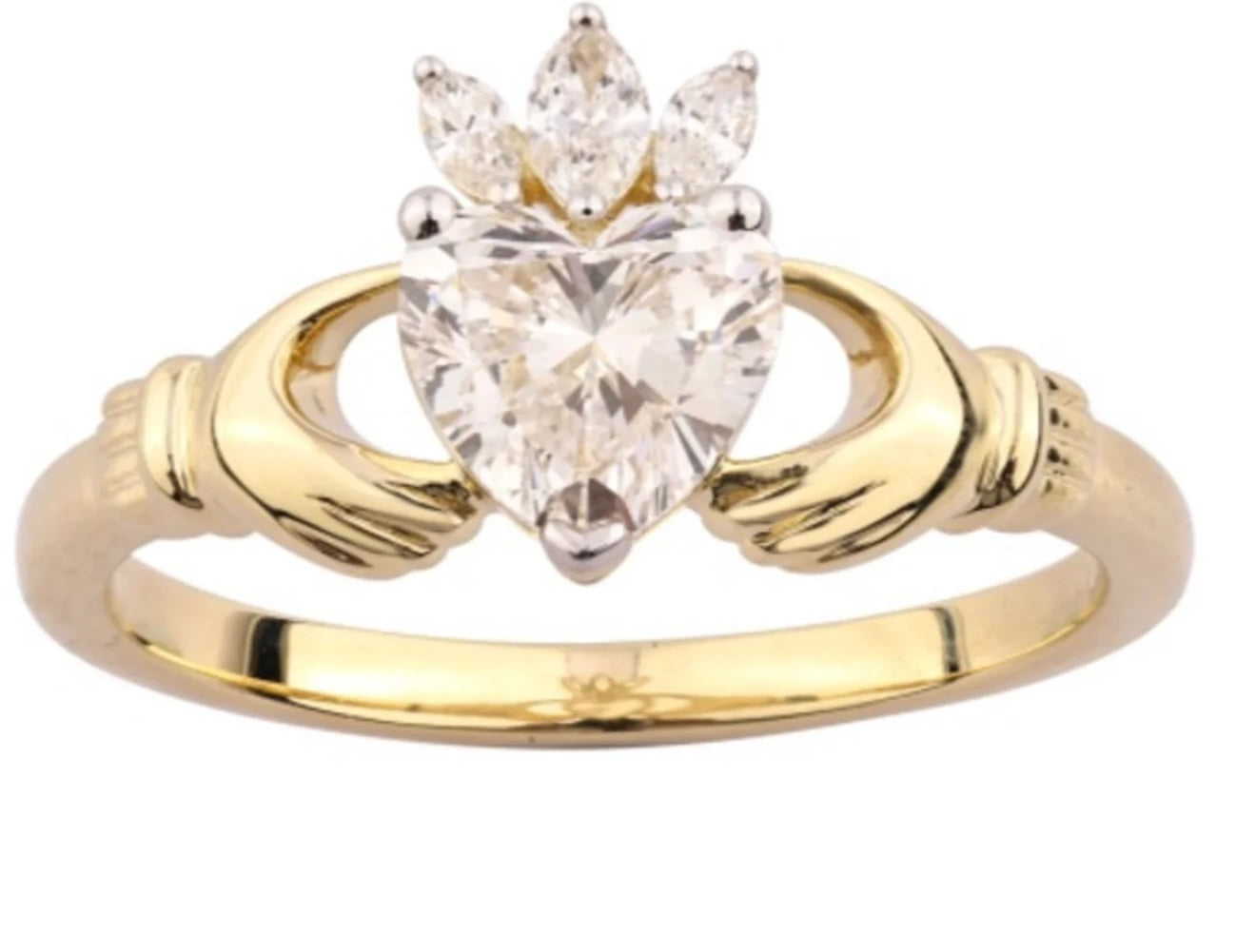Gold Plated Cubic Zirconia Claddagh Ring