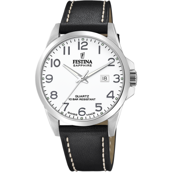 White Dial Swiss Made Leather Festina