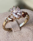 Gold Plated Cubic Zirconia Claddagh Ring