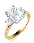 Gigi - 18ct Yellow Gold Laboratory Grown Emerald Cut Three Stone Diamond Ring